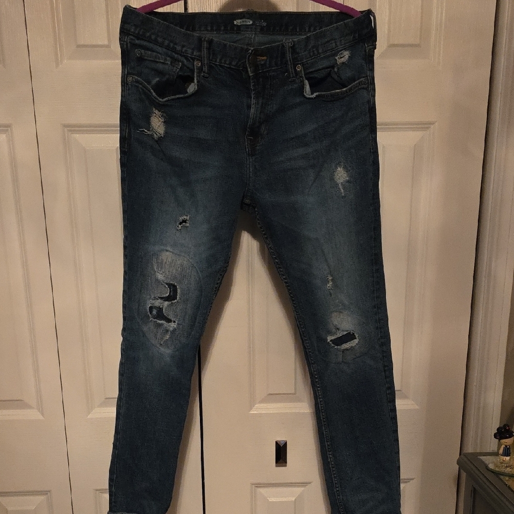 Old Navy Blue Skinny Jeans with Distressed Details